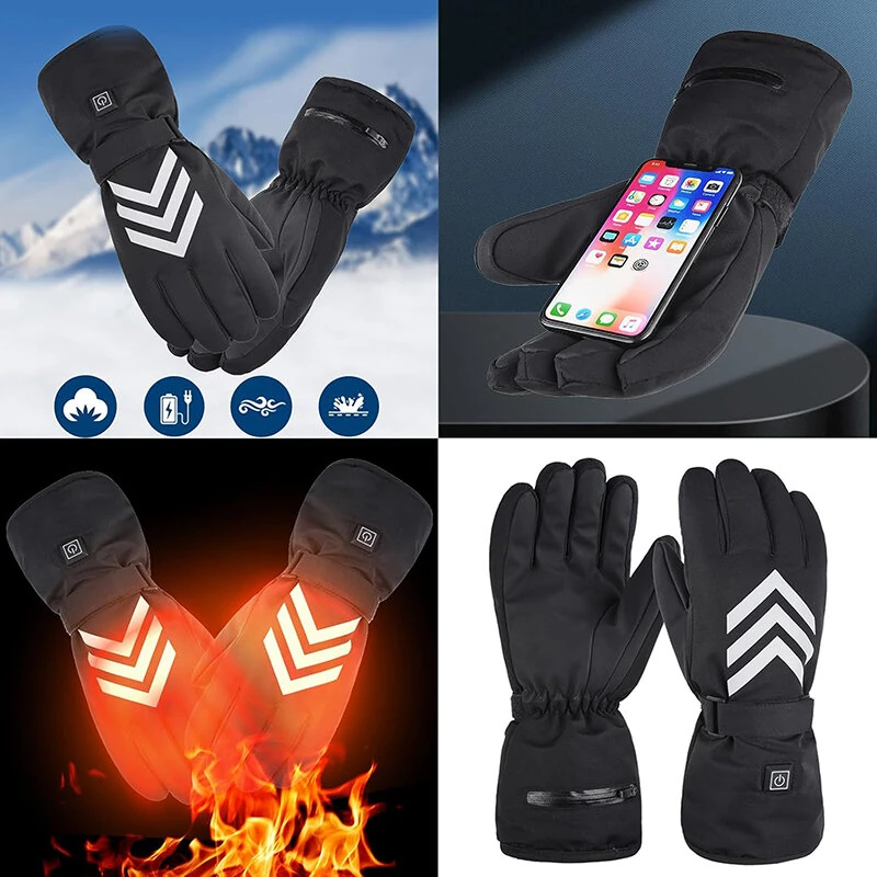 (image for) TENGOO Electric Heated Gloves Waterproof Winter Gloves Heated Ski Gloves Warm Touching Screen Gloves Keep Warm Outdoor Motorcycle Gloves Thermal Gloves Battery Heated Gloves